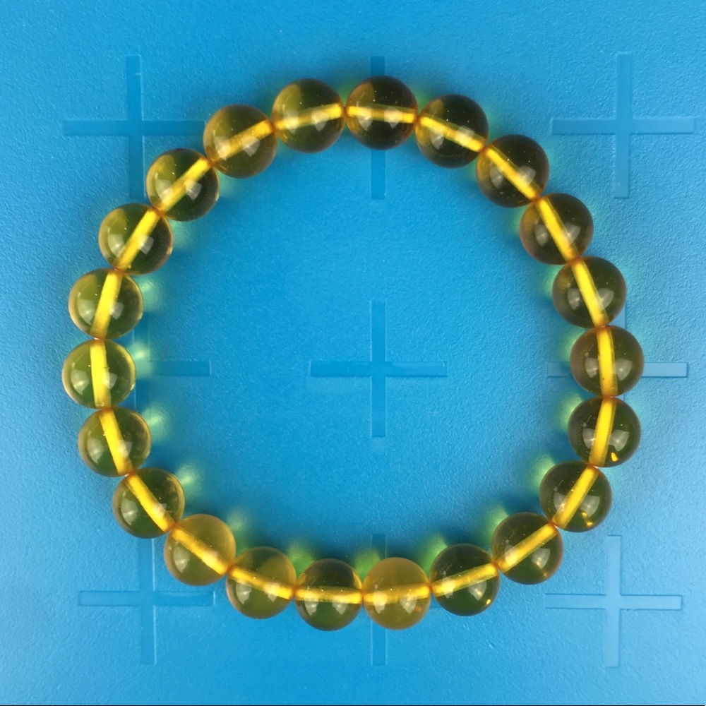NEW! Yellow Faux Amber Bead Stretchy Bracelet 7.5"